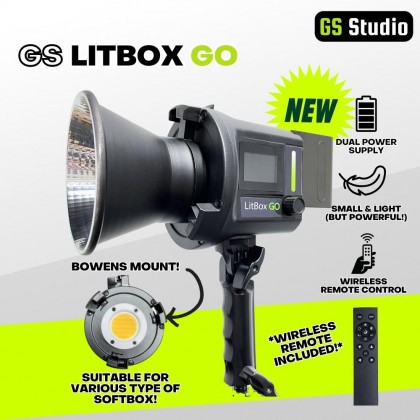 GS LitBox Go Portable LED COB Video Light Battery & AC Powered